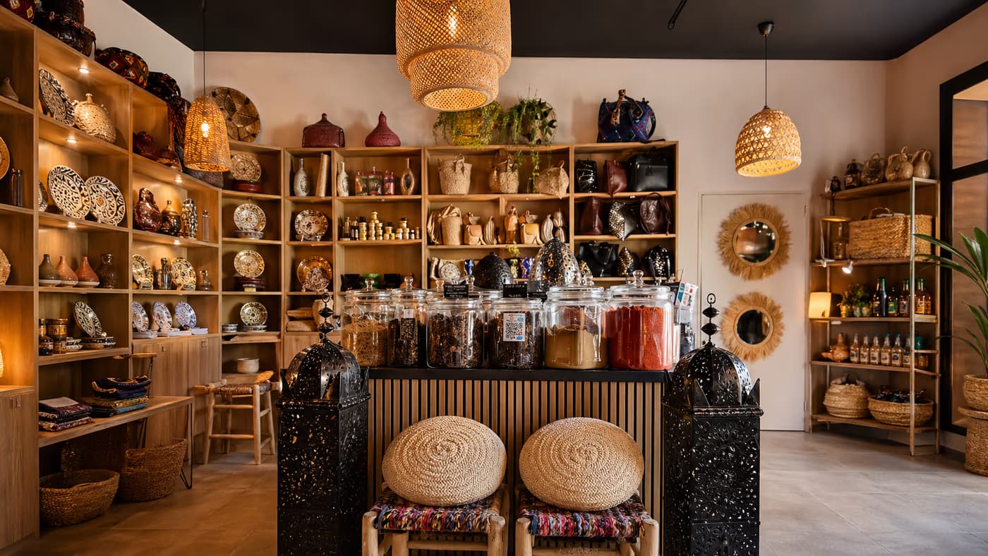 Interieur de la boutique Artalya à Saint-Tropez